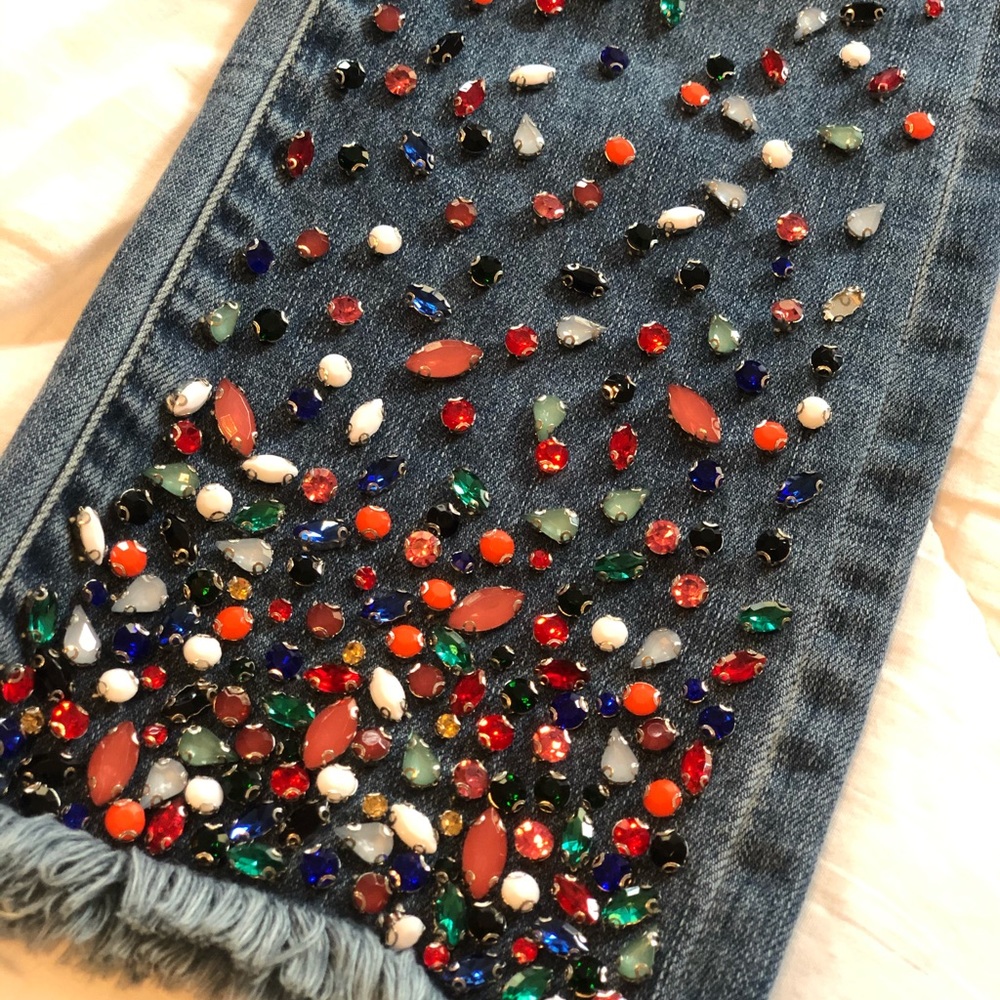 Anthropologie Jeweled Hem Denim